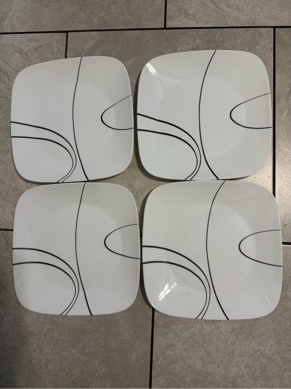 Corelle Simple Designs Square 10.5” Dinner Plates Set 4